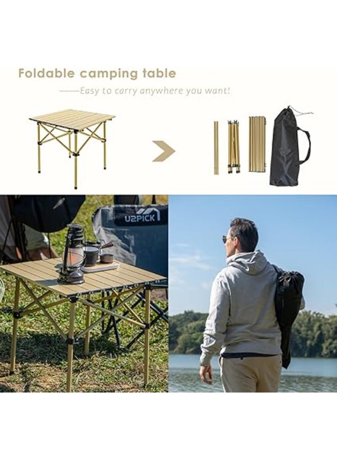 U2PICK Portable Camping Table, Lightweight Folding Camping Table with Carry Bag, Ultralight Outdoor Folding Table, Picnic, Hiking, Fishing, Beach，Khaki - Image 2